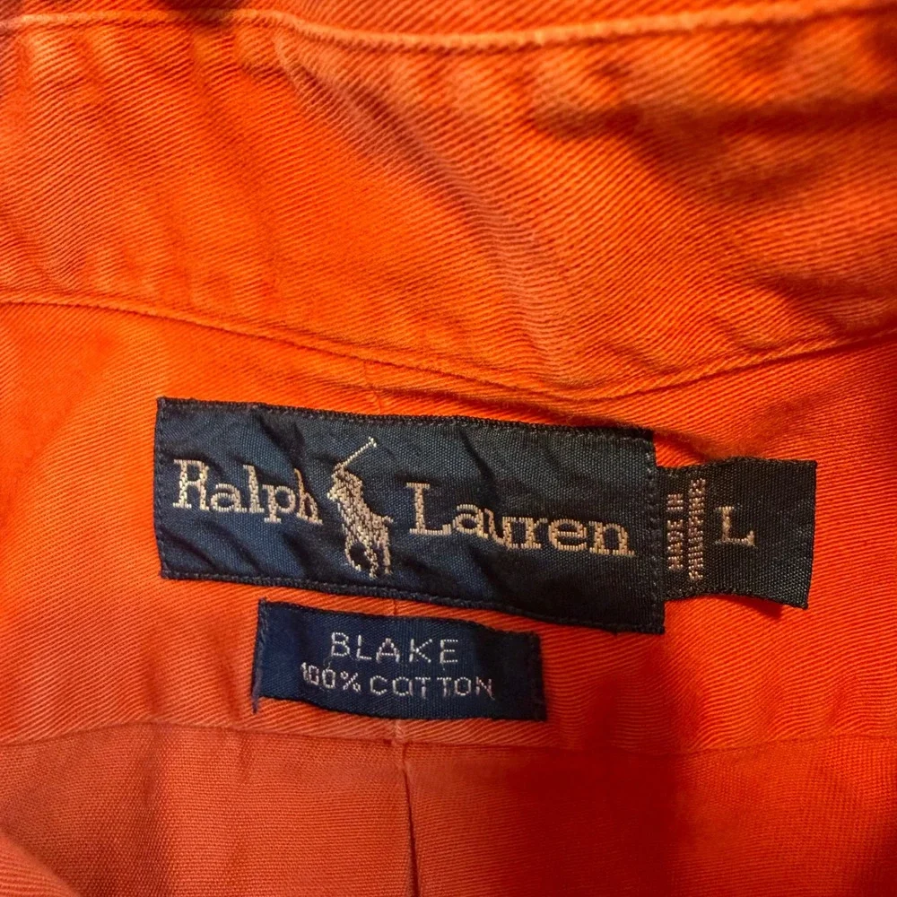 Polo Ralph Lauren Blake Shirt Mens Lg Orange Cotton Twill Button Down Long Slv